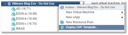 Figure 3 - Deploying an OVF template to vCenter Server