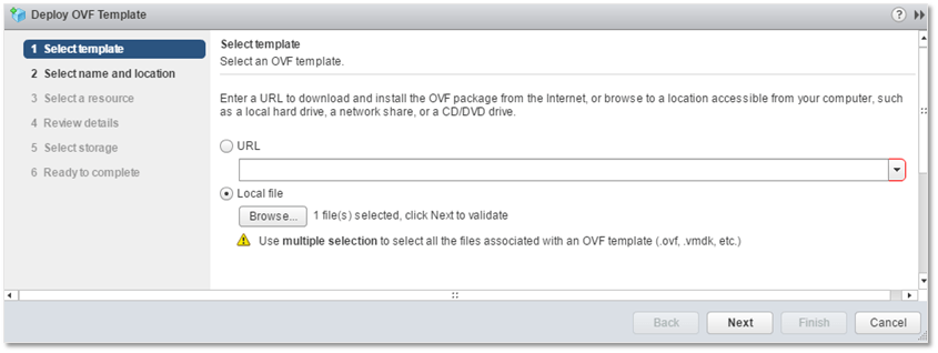 Figure 4 - Specify the local folder under which the OVF file is stored