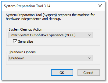 Figure 10 - Finalizing a Windows VM with sysprep.