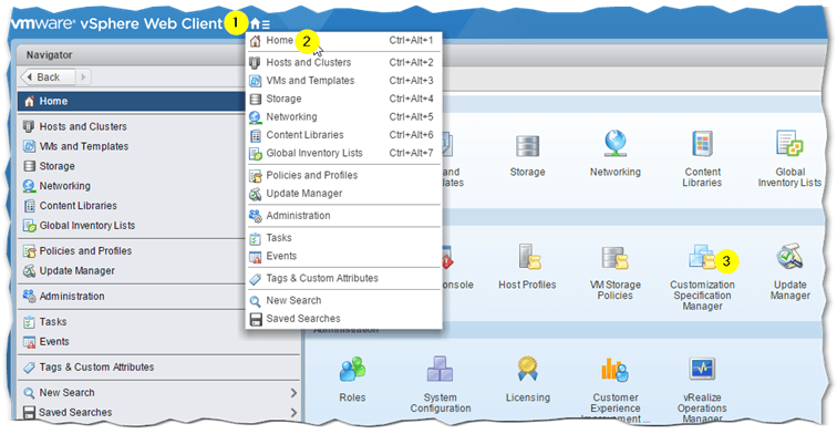 Figure 11 - Accessing the Customization Specification Manager tool