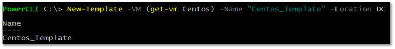 Figure 2 - Using PowerCLI to create a template