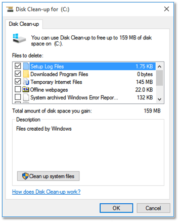 Figure 9 - Windows in-built Disk Clean-up tool