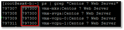 Listing the processes associated with a VM