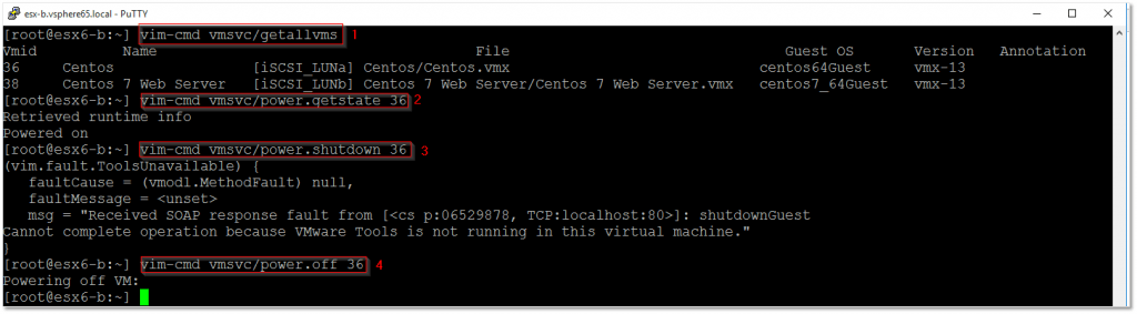 Using vim-cmd to terminate a VM