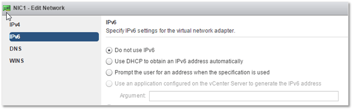 GOSC - Disabling IPv6 for the selected nic