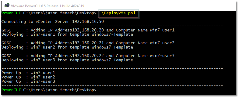 Figure 5 - The script's output when run from a PowerCLI window