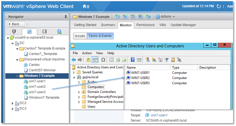 Figure 6 - Verifying that the computers have joined the domain