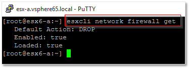 Figure 10 - Checking the ESXi firewall default behavior from an SSH session