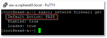 Figure 12 - Re-checking the ESXi firewall default behavior from an SSH session