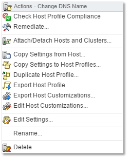 Figure 19 - Host profiles context menu