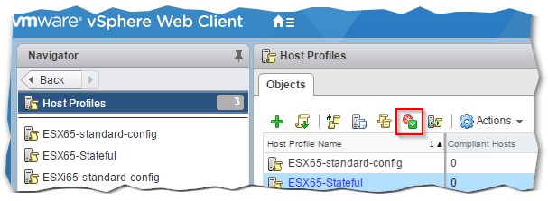 Figure 8 - An alternative way to check if an ESXi host complies with the host profile it is attached to
