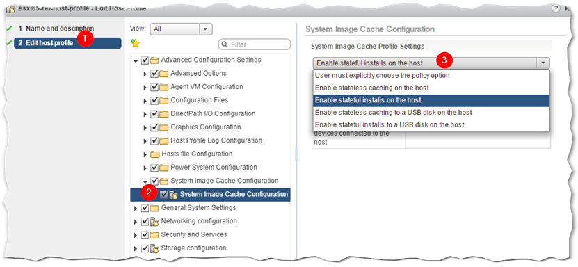 Figure 1 - Configuring stateless caching and stateful install