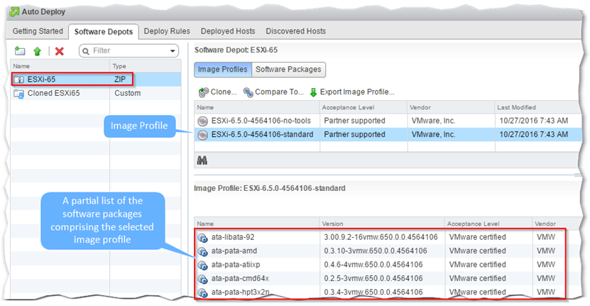 Figure 12 - Listing the software packages comprising an image profile