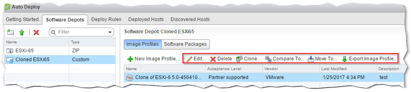 Figure 13 - Cloning and editing a custom image profile