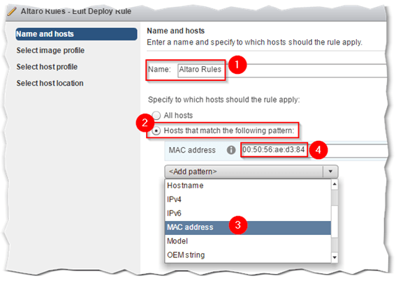 Figure 16 - Naming a deploy rule and setting the target