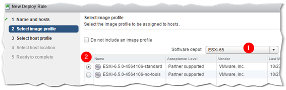 Figure 17 - Selecting an image profile for a deploy rule