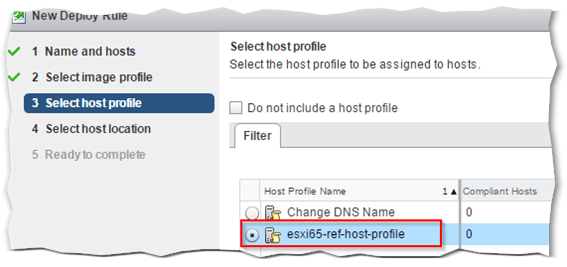 Figure 18 - Selecting the host profile the provisioned ESXi will be attached to