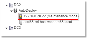 Figure 22 - Provisioned ESXi boots up in maintenance mode whenever a host profile is set