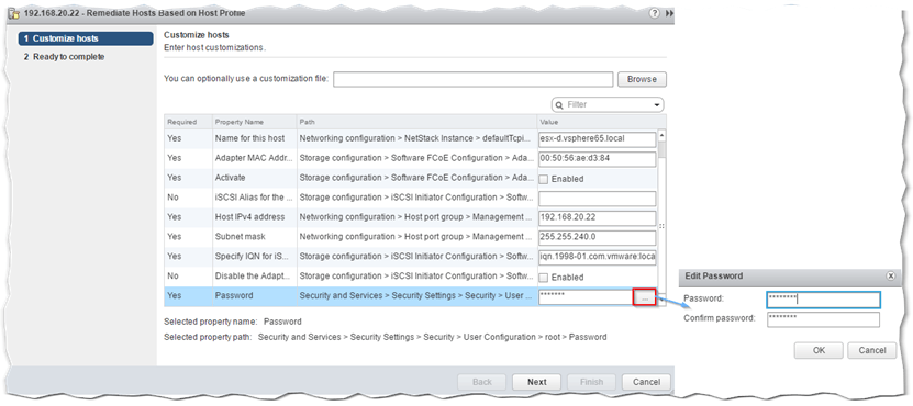 Figure 24 - Typing in the host customization settings