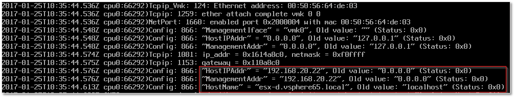 Figure 26 - Following the host profile settings application in vmkernel view