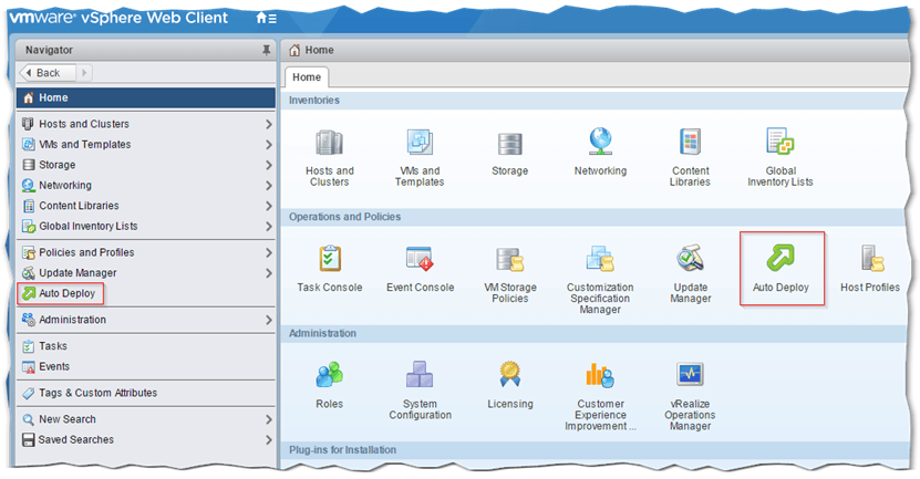 Figure 5 - The Auto Deploy icon added to the list once the corresponding services are up and running