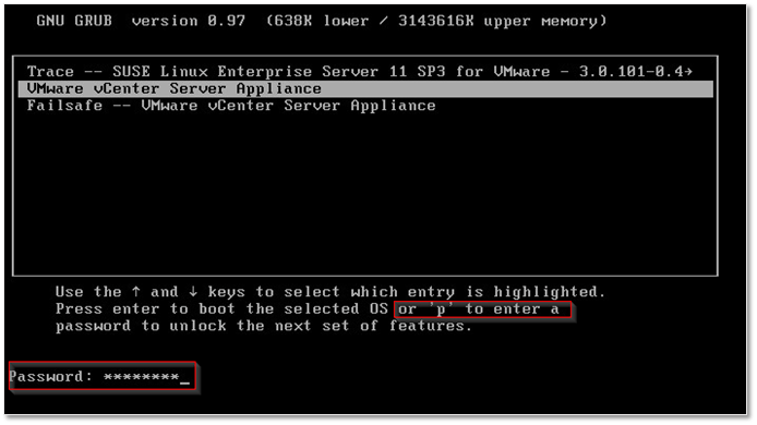 Figure 5 - Accessing advanced features in GRUB