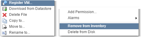 Figure 5 - Registering and removing a VM from inventory