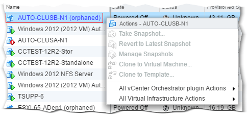 Figure 7 - An unmanageable orphaned VM