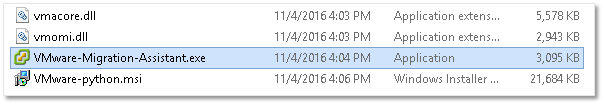 The Migration Assistant executable from the mounted vCSA installer ISO