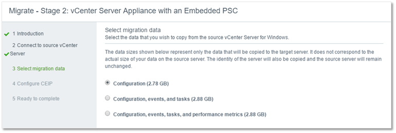 Selecting what data to migrate