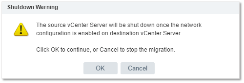 Source vCenter Server for Windows is shut down during stage 2