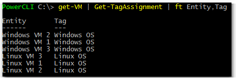 Figure 10 - Listing VMs with an applied tag