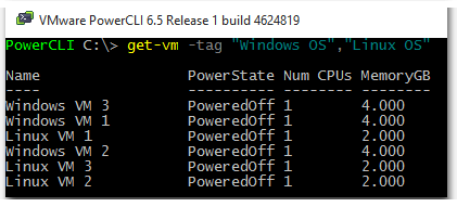 Figure 8 - Listing tag-specific VMs with PowerCLI