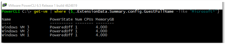 Figure 9 - One way of listing VMs when tagging is not applied