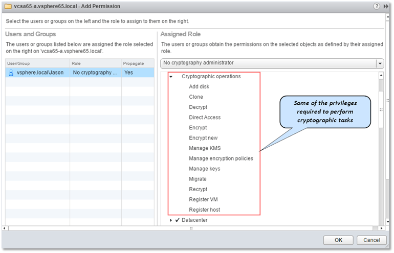 Figure 10 - The No cryptography administrator role in vSphere 6.5