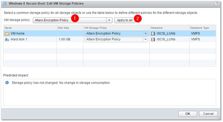 Figure 11 - Encrypting a VM and its hard disks