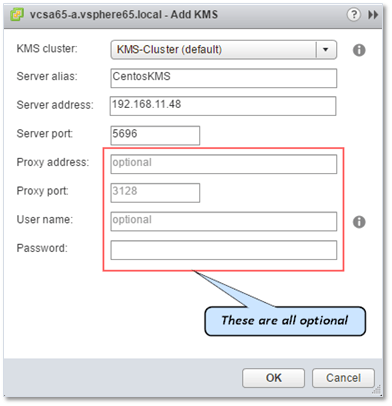 Figure 5 - Configuring the KMS connection in vCenter