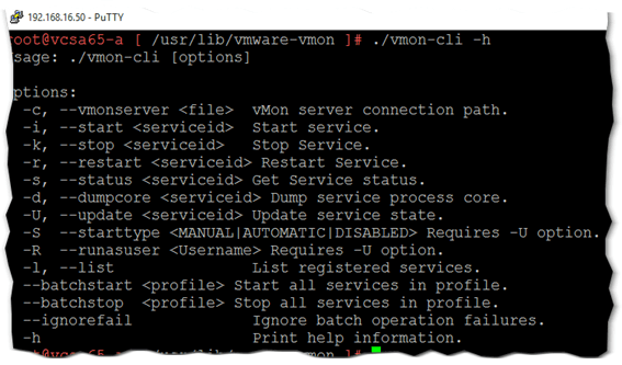 Figure 4 - vmon-cli running on vCSA