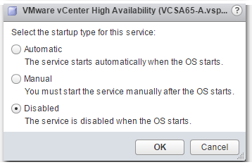 Figure 8 - Selecting a service startup type