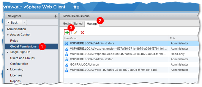 Figure 12 - Adding AD resources to the Global Permissions list