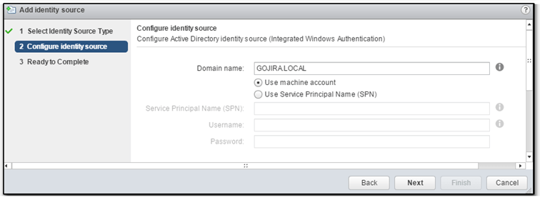 Figure 9 - Configuring an AD identity source