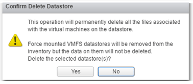 Figure 6 - Datastore deletion confirmation
