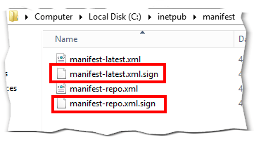Manifest files from the extracted update bundle