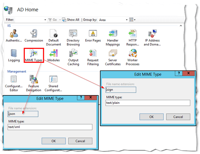 Creating MIME types in IIS 8