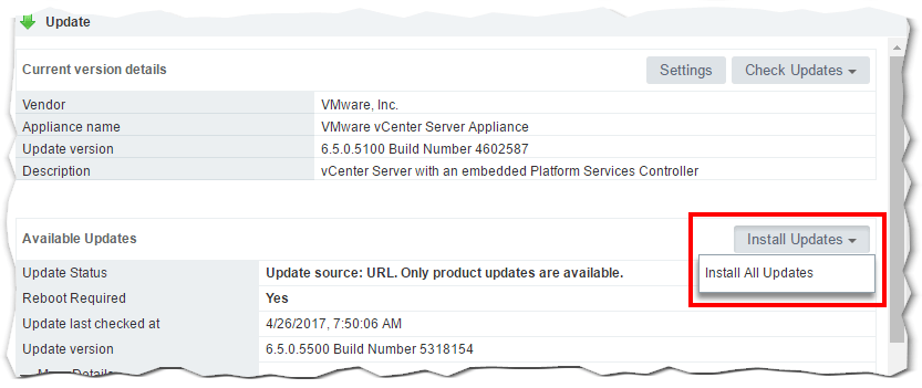 Ready to update vCSA