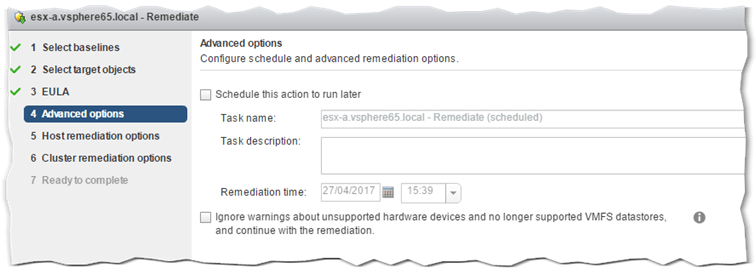 Figure 15 - Remediation Step 4 - Scheduling the remediation task (Optional)