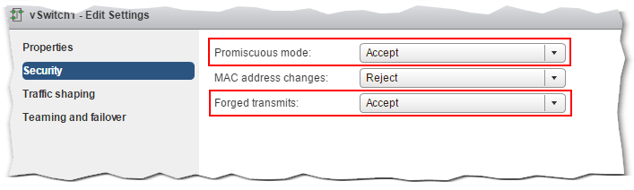 Enabling promiscuous and forged transmits mode on a standard switch or portgroup. This allows proper networking functionality on nested ESXi hosts.