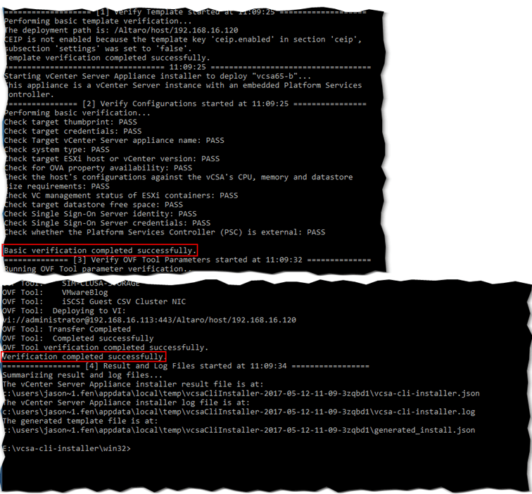 Figure 4 - Simulating an unattended vCSA deployment