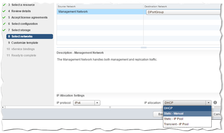 vSphere replication networks