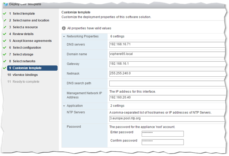 vSphere replication customize template